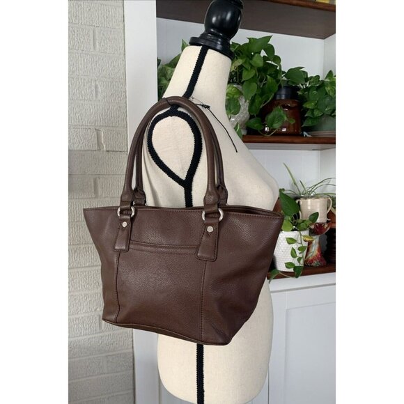 Tignanello Handbags - TIGNANELLO Brown Genuine Leather Double Handle Medium Size Bag Purse Lined EUC